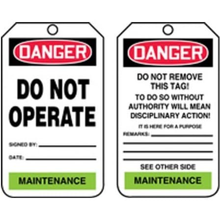 OSHA DANGER SAFETY TAG DO NOT TPM106PTM